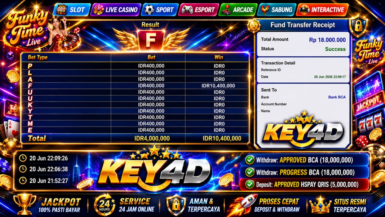 🔥 SELAMAT KEPADA MEMBER KEY4D 🔥
DEPOSIT : RP 5.000.000
WITHDRAW : RP 18.000.000
