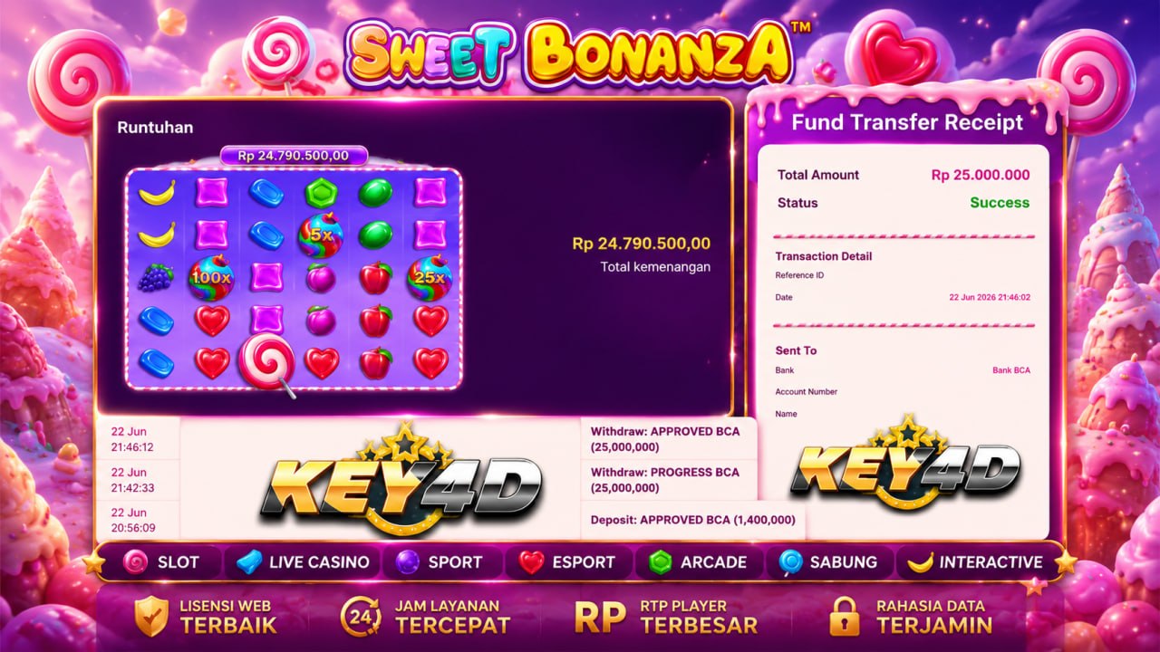 SELAMAT KEPADA MEMBER KEY4D
DEPOSIT : RP 1.400.000
WITHDRAW : RP 25.000.000
LINK