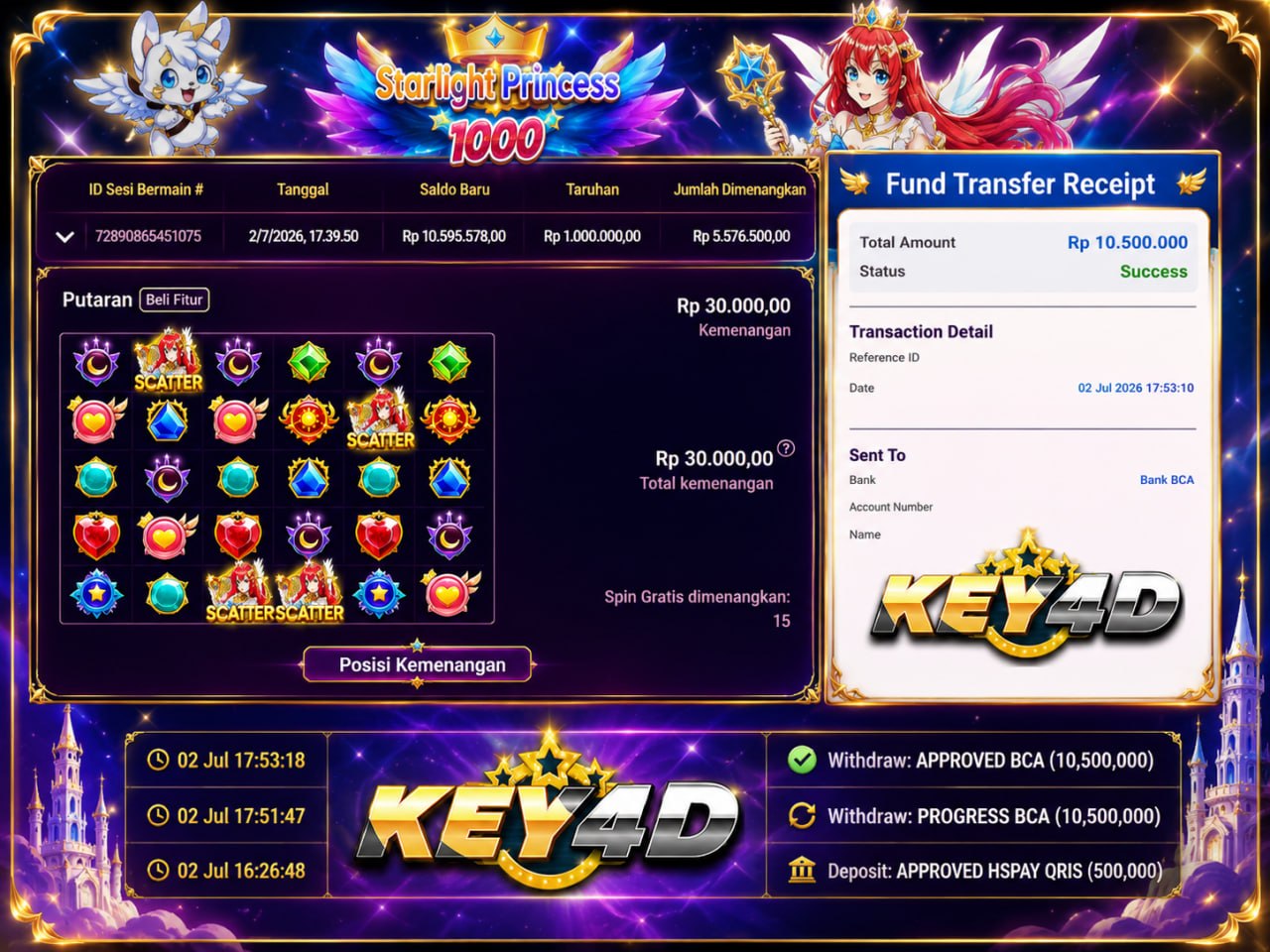 S𝐭𝐚𝐫𝐥𝐢𝐠𝐡𝐭 P𝐫𝐢𝐧𝐜𝐞𝐬𝐬 1000 KEY4D
DEPOSIT : RP 500.00
WITHDRAW : RP 10.500.000
LINK 