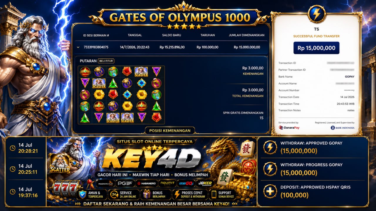 🔥 ZEUS MAXWIN GACOR KEY4D 🔥
DEPOSIT : RP 100.000
WITHDRAW : RP 15.000.000
LINK D