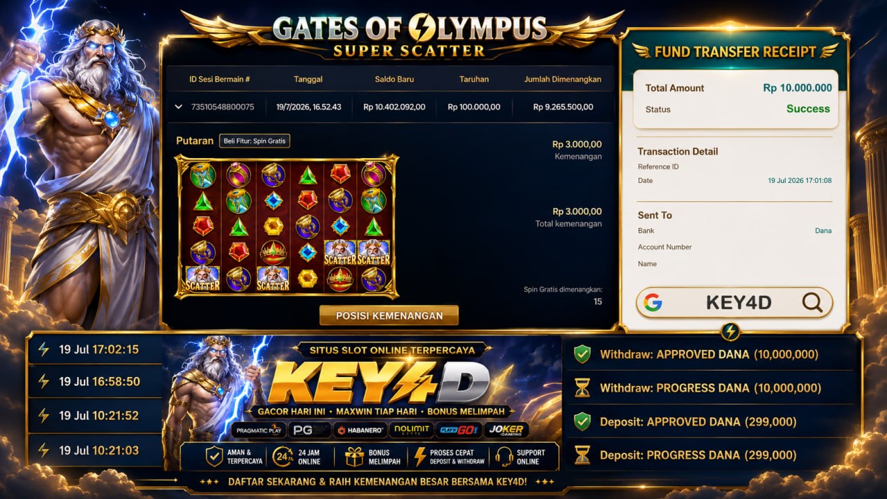🔥 ZEUS GACOR KEY4D 🔥
DEPOSIT : RP 299.000
WITHDRAW : RP 10.000.000
LINK DAFTAR: 