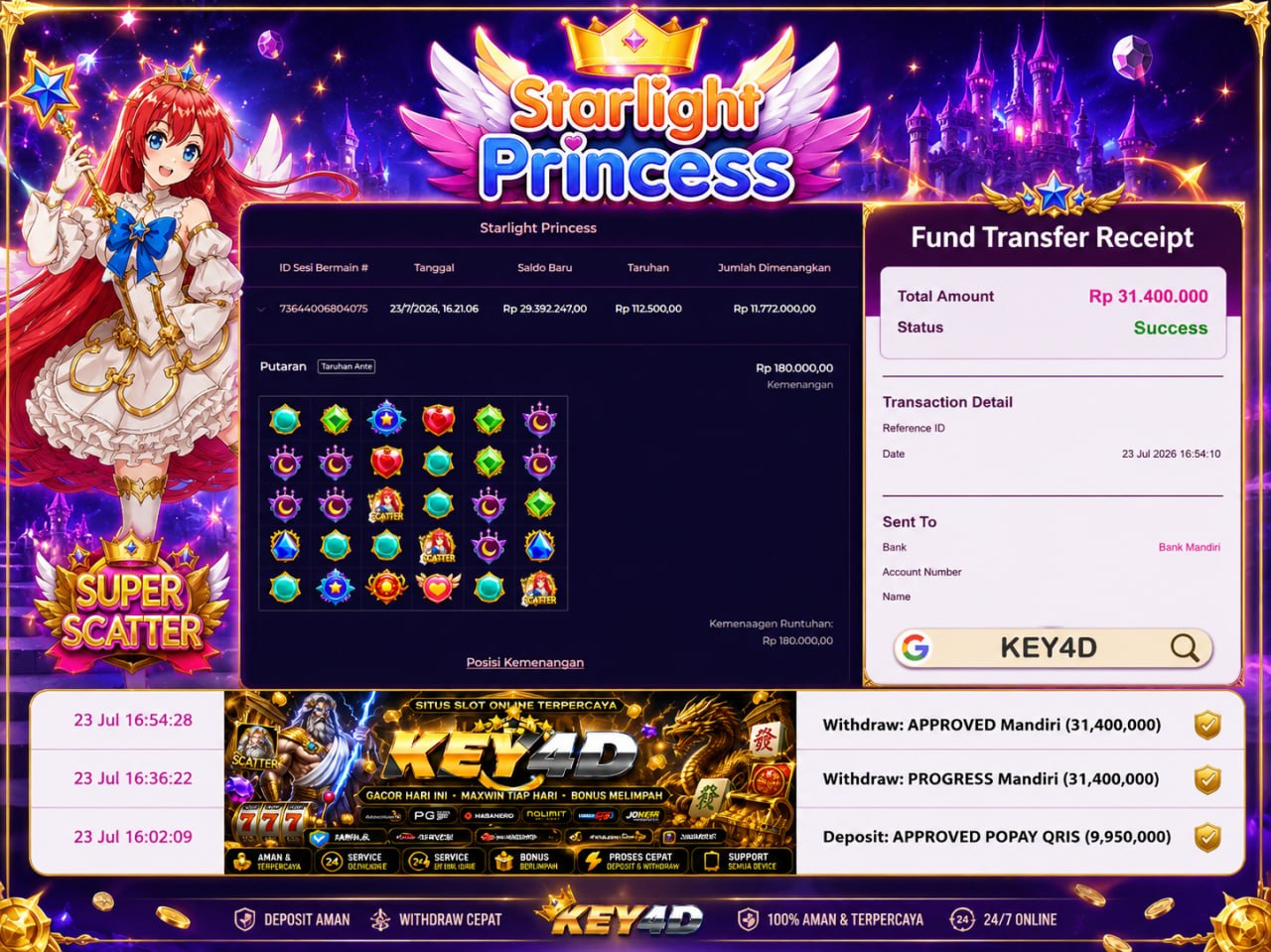 🔥 GACOR KEY4D 🔥
DEPOSIT : RP 9.950.000
WITHDRAW : RP 31.400.000
LINK DAFTAR: htt