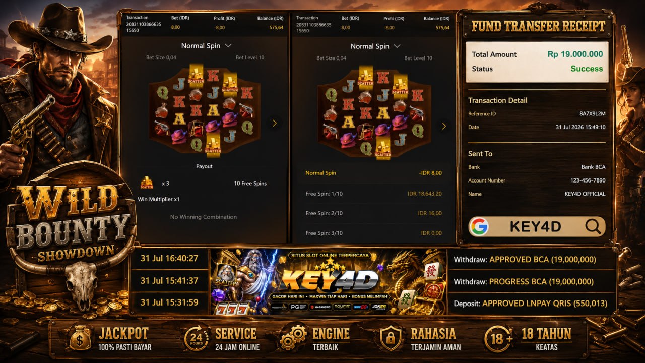 🔥 FREESPIN GACOR KEY4D 🔥
DEPOSIT : RP 550.013
WITHDRAW : RP 19.000.000
LINK DAFT