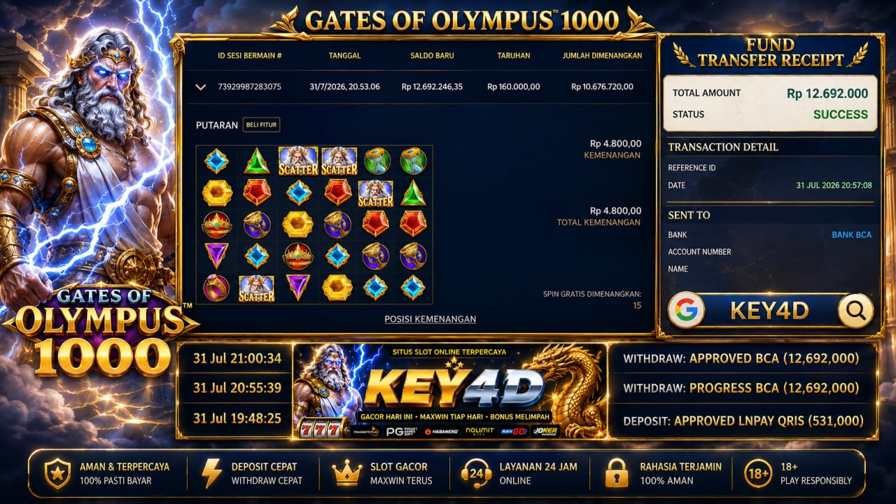 🔥 GACOR KEY4D 🔥
DEPOSIT : RP 531.000
WITHDRAW : RP 12.692.000
LINK DAFTAR: https