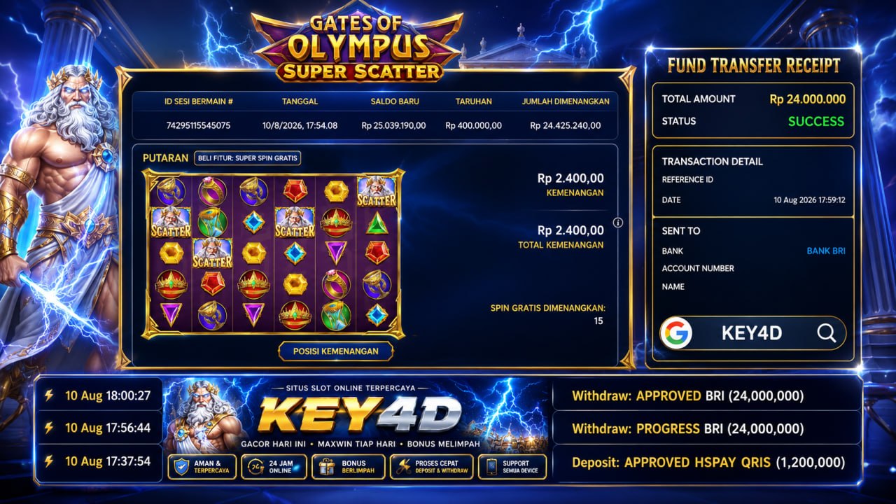 🔥 GACOR KEY4D 🔥
DEPOSIT : RP 1.200.000
WITHDRAW : RP 24.000.000
LINK DAFTAR: htt