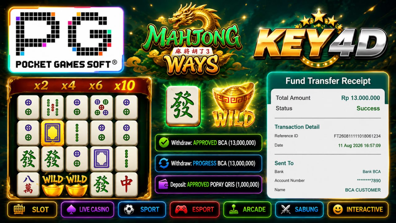 SELAMAT KEPADA MEMBER KEY4D
DEPOSIT : RP 1.000.000
WITHDRAW : RP 13.000.000
LINK