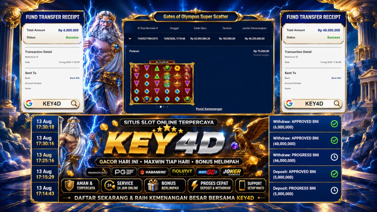 🔥 GACOR KEY4D 🔥
DEPOSIT : RP 5.000.000
WITHDRAW : RP 46.000.000
LINK DAFTAR: htt