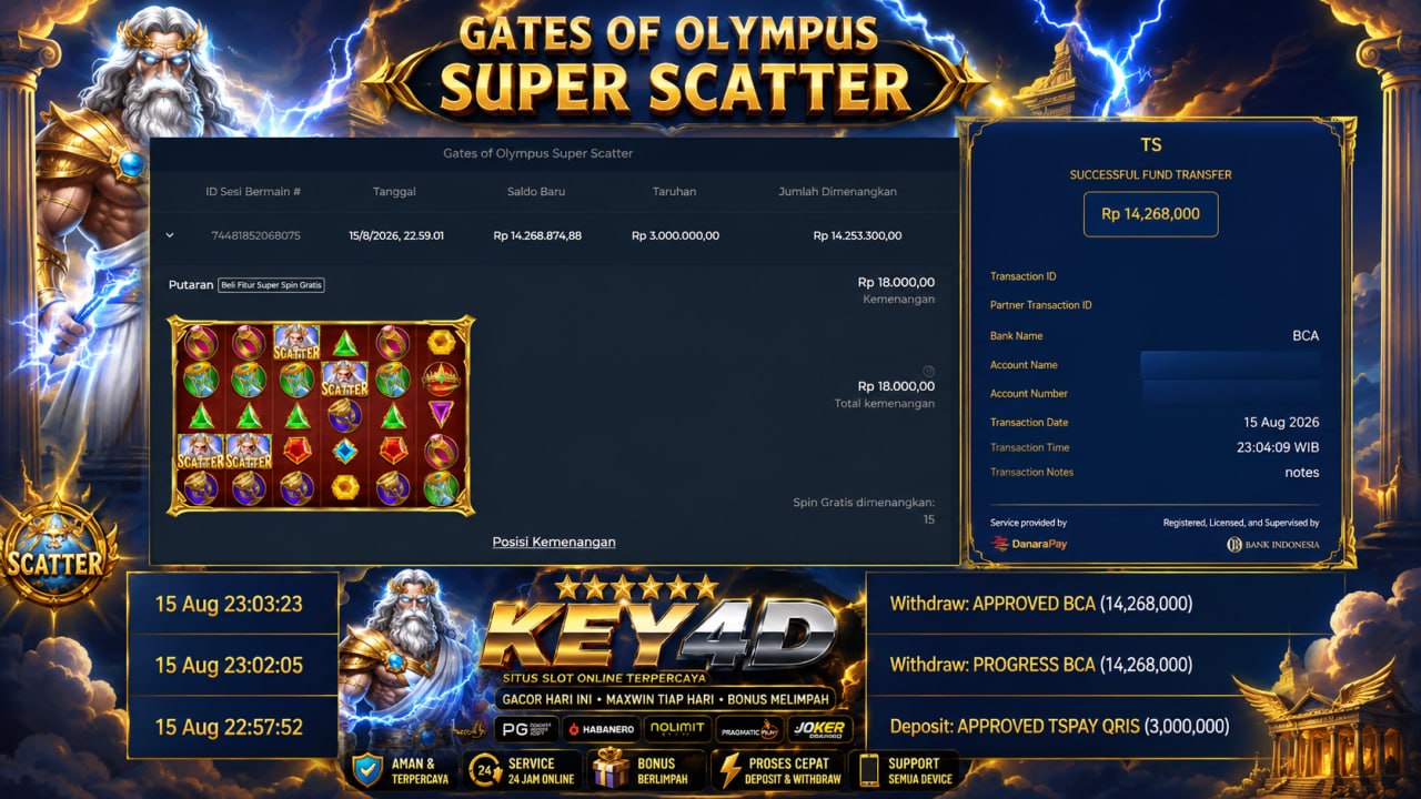 🔥 GACOR KEY4D 🔥
DEPOSIT : RP 3.000.000
WITHDRAW : RP 14.268.000
LINK DAFTAR: htt