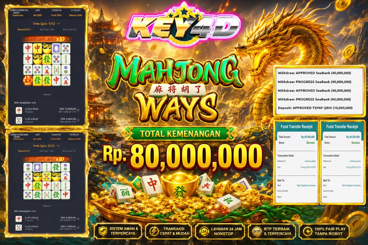 MENYALAH KEY4D 🔥🔥🔥
DEPOSIT : RP 10,000,000
WITHDRAW : RP 80,000,000
LINK DAFTAR: