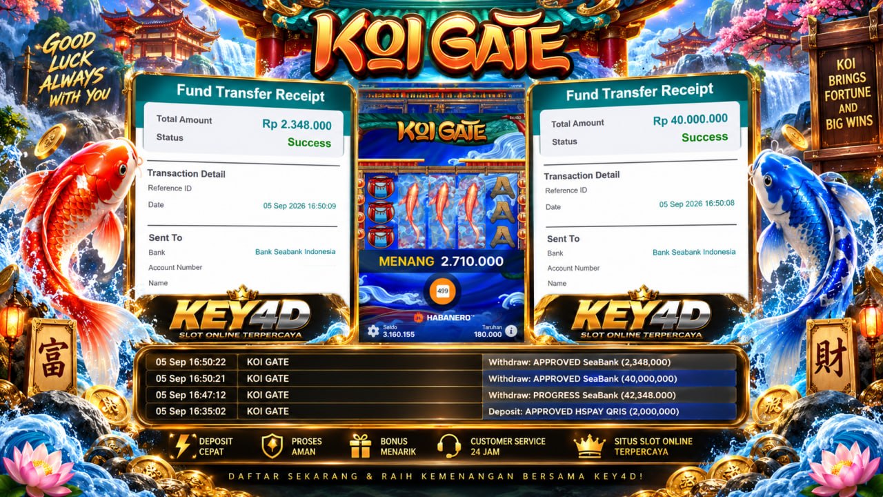 🔥 KOI GATE GACOR KEY4D 🔥
DEPOSIT : RP 2.000.000
WITHDRAW : RP 42.348.000
LINK DA