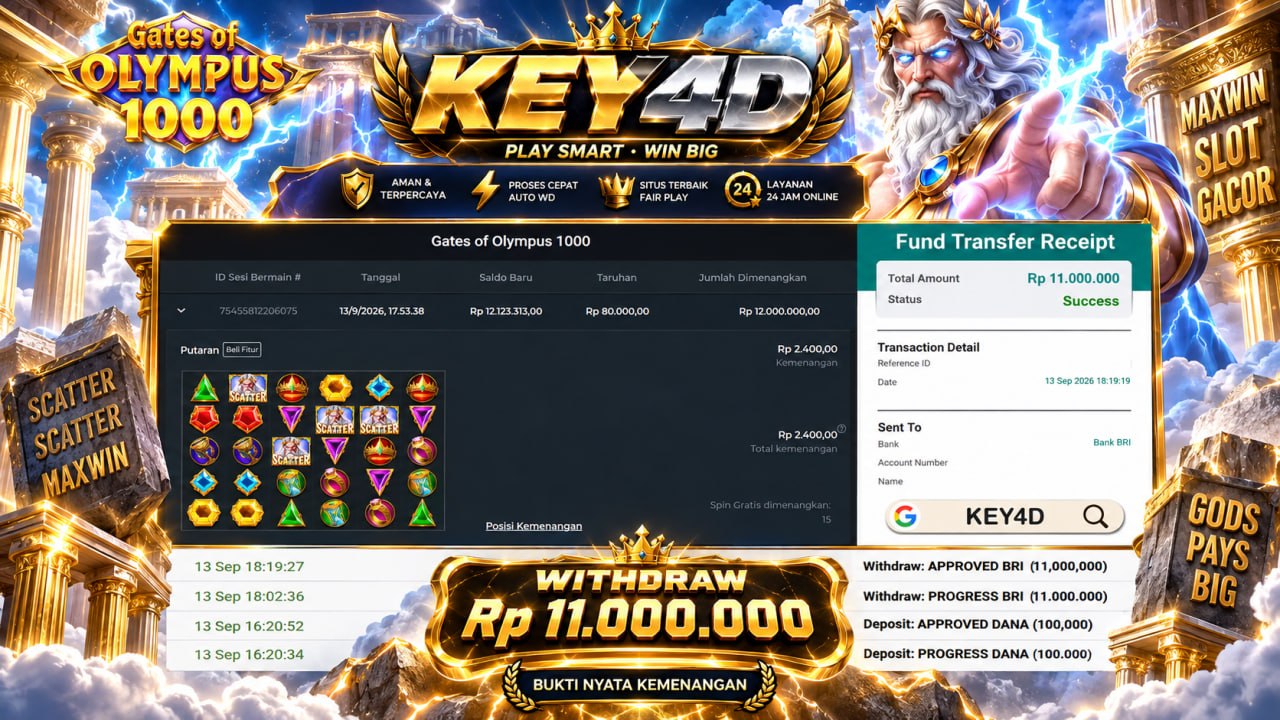 🔥 MAXWIN GACOR KEY4D 🔥
DEPOSIT : RP 100.000
WITHDRAW : RP 11.000.000
LINK DAFTAR